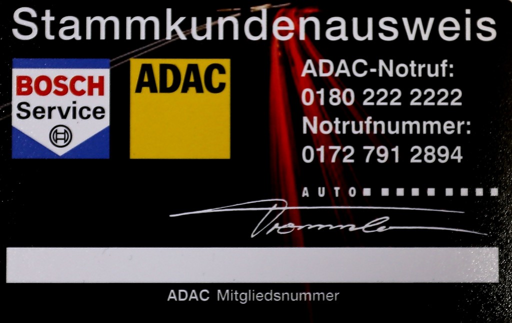 “ Neu “ der Stammkundenausweis für ADAC Mitglieder